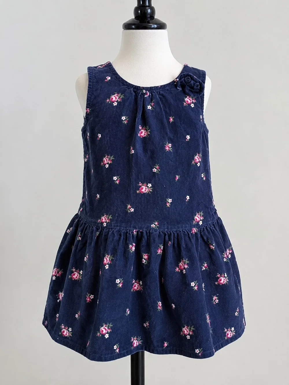 GAP Navy Corduroy Floral Toddler Dress